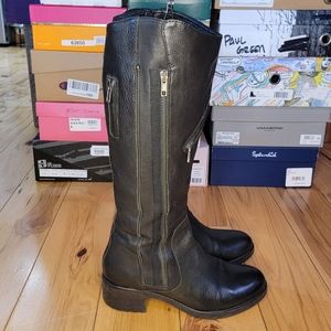 Vera Wang Evan Tall Pebbled Leather Knee High Boots